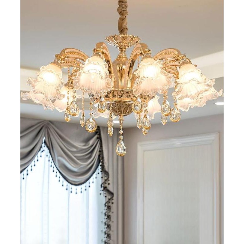 Lampu Hias Gantung Kristal Bunga Mewah / Lampu Gantung Ruang Tamu