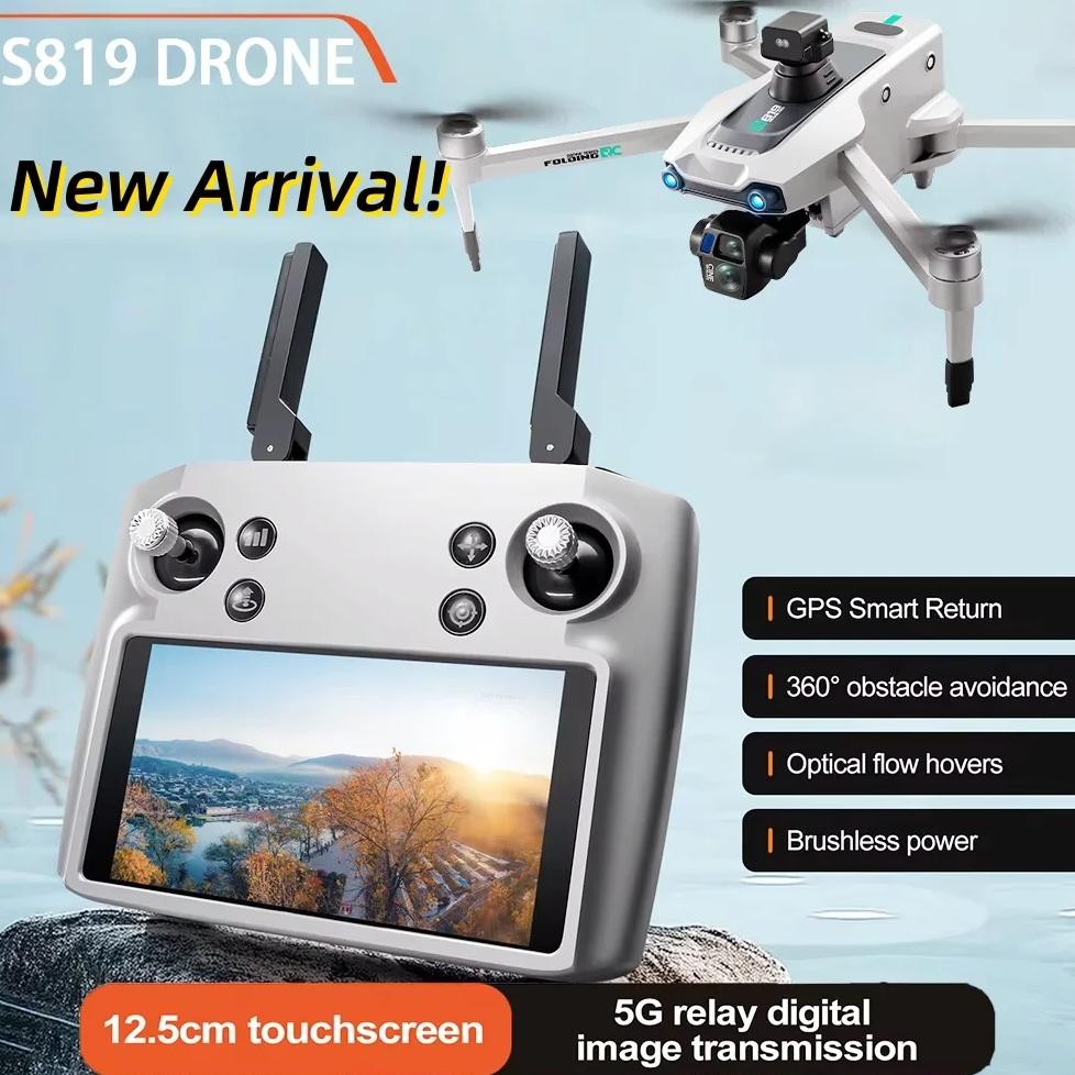 S819 PRO Professional Drone with Touch Screen FPV Drone 2.7K Aerial Camera with Dual Cameras 3-Axis 