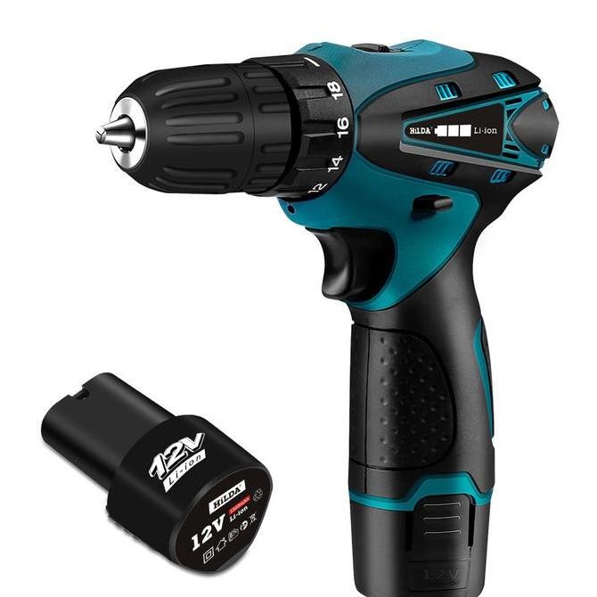 Hilda 12V Bor Listrik Baterai Lithium Bor Tangan Driver Cordless