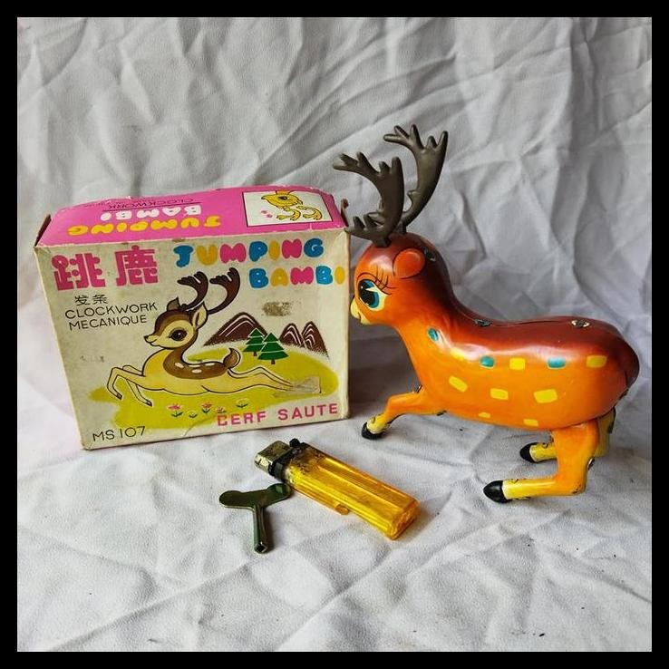 TERMURAH VINTAGE TIN TOY JUMPING BAMBI NOS 