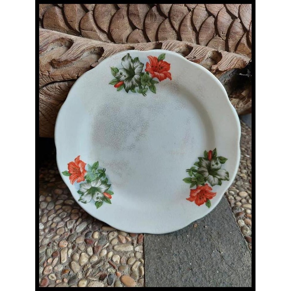 HOT DEAL PIRING KERAMIK BUNGA KANGKUNG OREN 