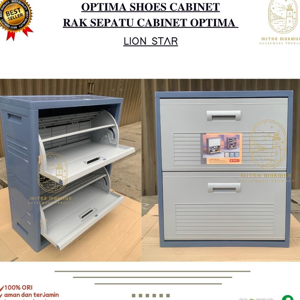 Lion Star - Lemari Plastik Sepatu Optima Shoes Cabinet A-80 Rak Sepatu Tertutup Lion Star Lemari Sep