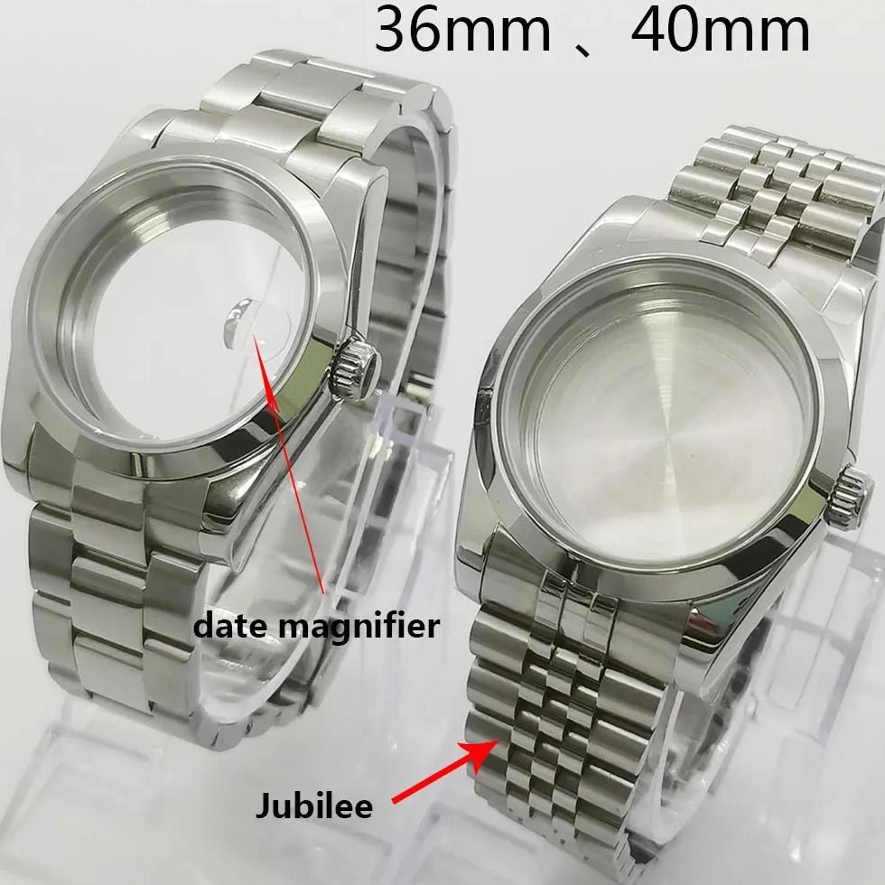 36mm/39mm sapphireJubilee glass silver case FitNH35NH36 ETA2824 2836 Seagull ST2130 DG2813 3804 Miyo