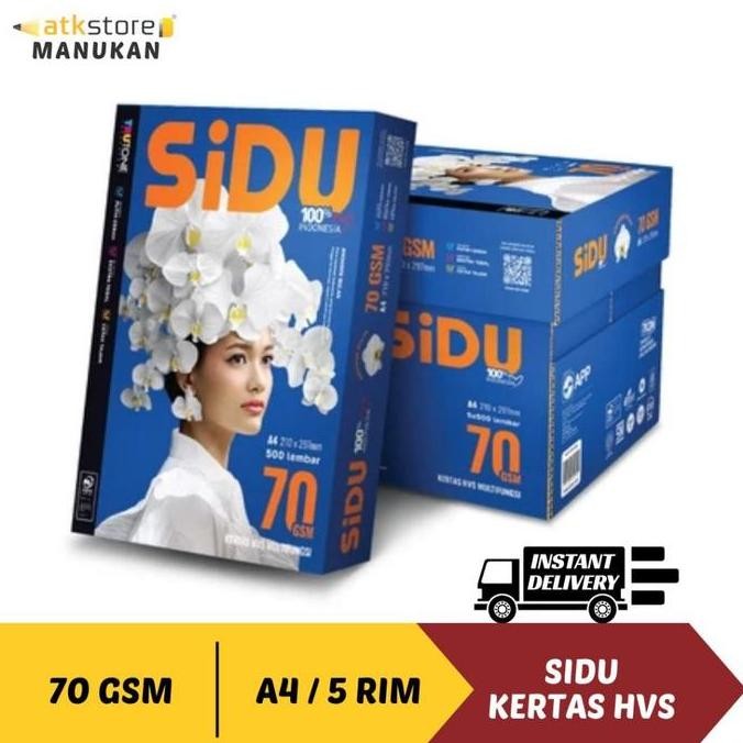 

SIDU KERTAS HVS 70GR A4 KERTAS FOTOCOPY (1BOX ISI 5 RIM)
