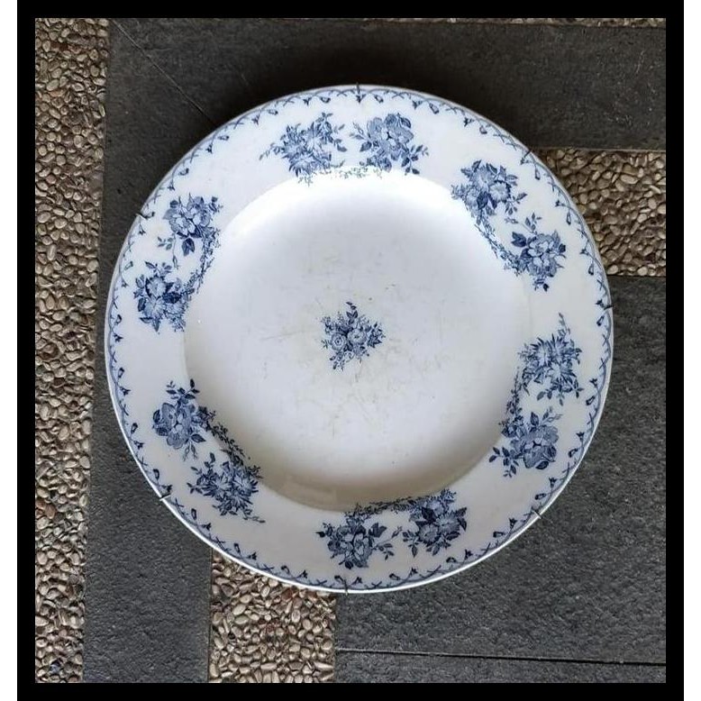 TERBARU PIRING HIAS KERAMIK EROPA PUTIH BIRU 37 CM 