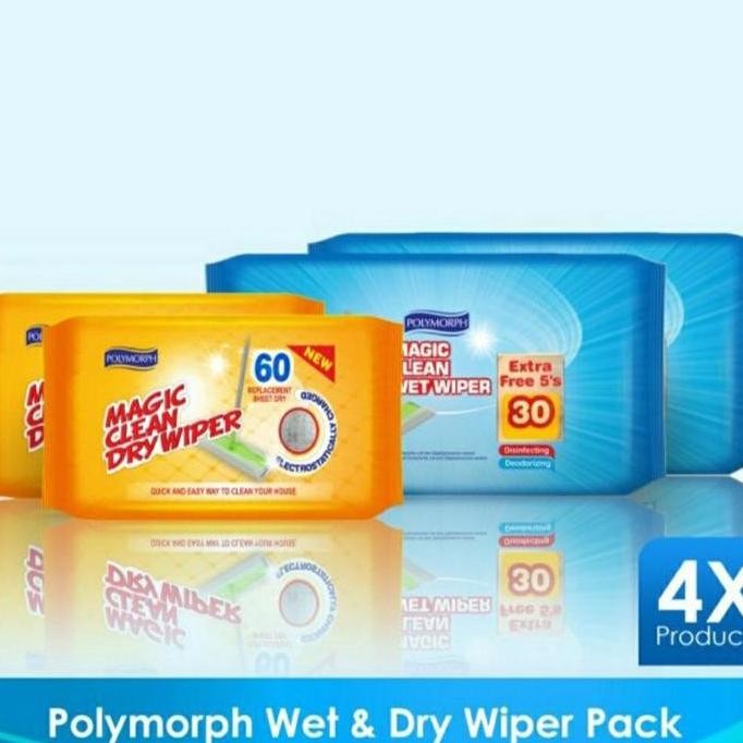 Magic Clean Polymorph wet &dry (tisue lantai 2 bh basah & 2 bh kering) LJ