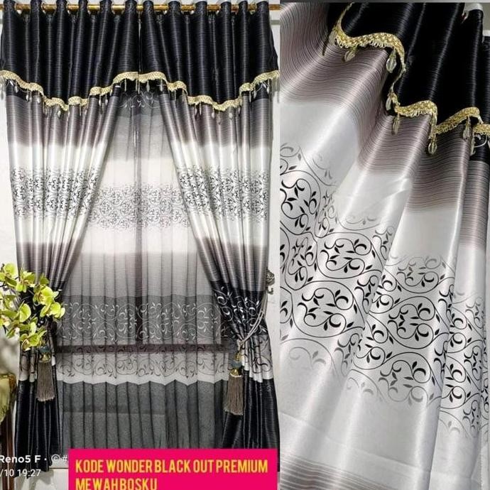 Gorden Blackout Import Printing Motif Batik Abu Model Poni