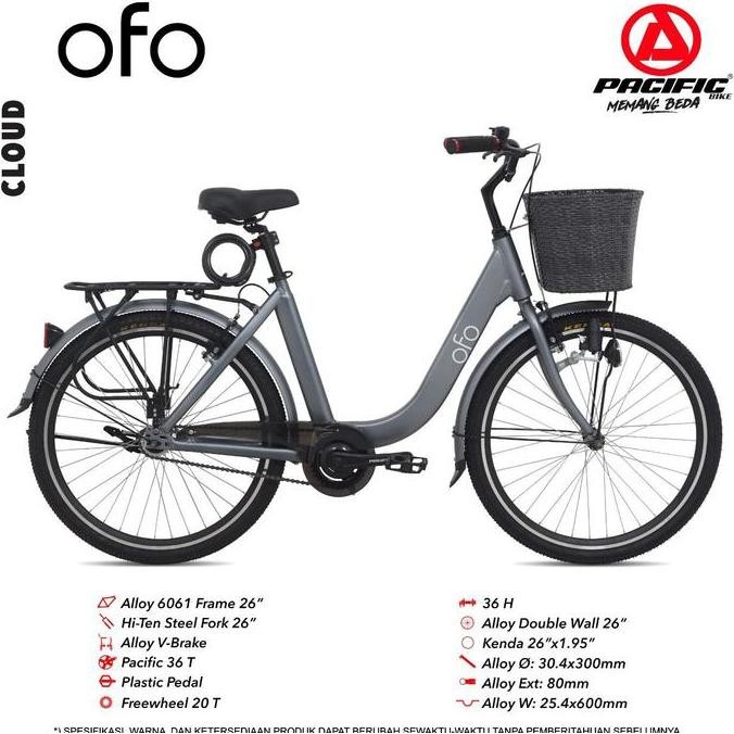 Terlaris Pacific Ofo Sepeda Keranjang City Bike Ready Stok