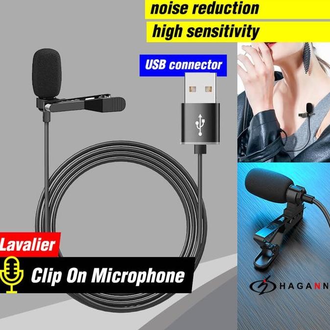 Mic Clip On USB MIC-L20 Mikrofon Jepit Mini untuk Laptop PC Komputer
