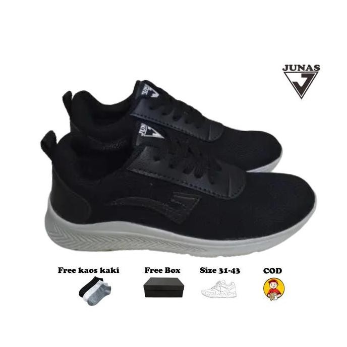 SEPATU SEKOLAH ANAK LAKI LAKI PEREMPUAN HITAM POLOS HITAM PUTIH TALI SEPATU SEKOLAH ANAK SD SMP SMA 