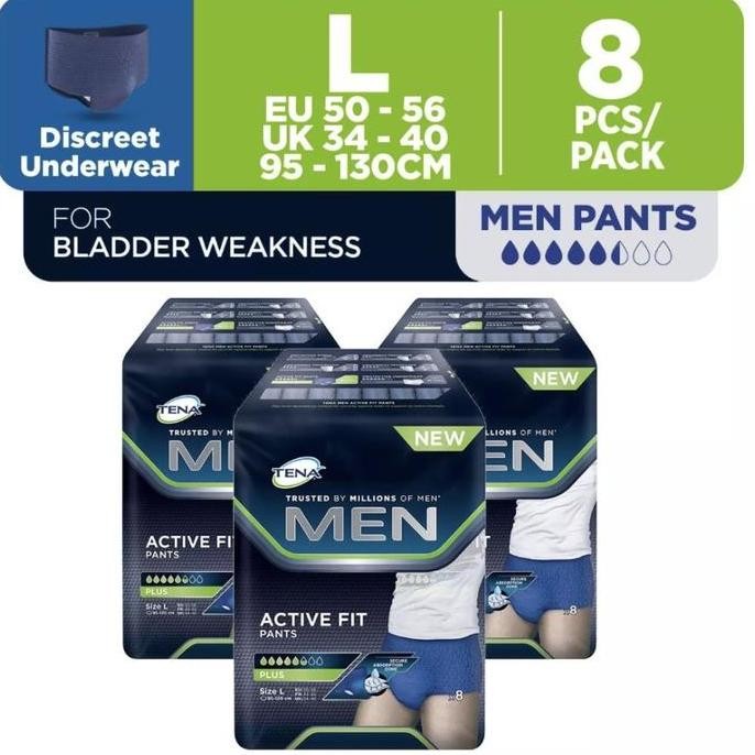 

Tena Men Active Pants L, 3 x 8s ( Bundle of 3 )