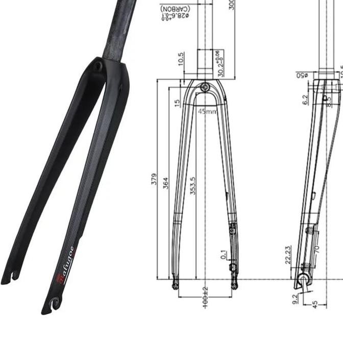 Balugoe Fork Carbon Hybrid Disc Brake U Brake Garpu Sepeda Road Bike