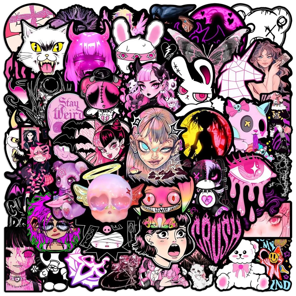 

PROMO!! 10/25/50pcs Pink Gothic Graffiti Stickers for DIY Scrapbooking Phone Laptop Suitcase Skateboard Motorcycle Helmet