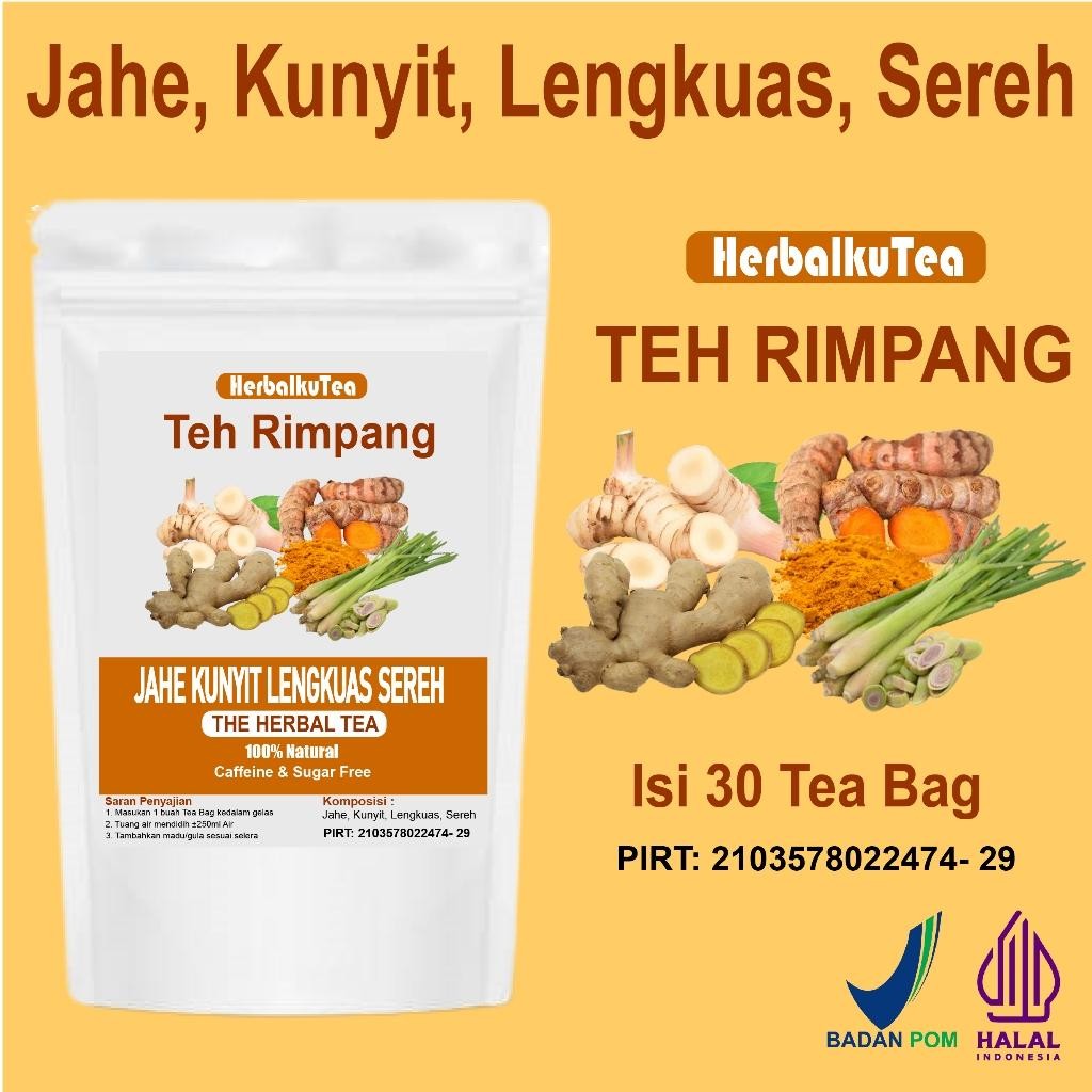 

FM TEH RIMPANG JAHE, KUNYIT, LENGKUAS, SEREH / GINGER, TURMERIC, GALANGAL & LEMONGRASS TEA - HerbalkuTea