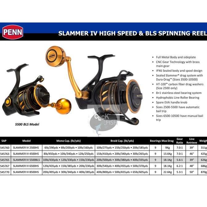 TERBARU - PENN SLAMMER IV HIGH SPEED / HS 2500 4500 6500 8500 - SLAIV
