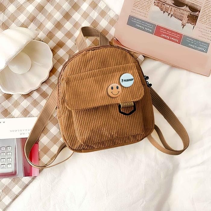ABS PUSHOP Tas Ransel Pria Wanita NAMI - Backpack Unisex Mini Corduroy Sekolah