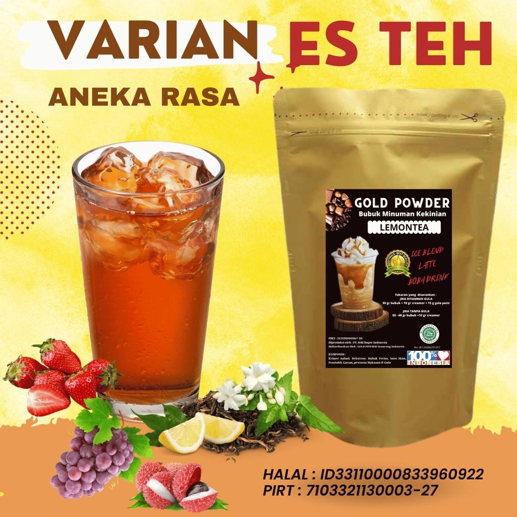 

FM 1 Kg GOLD POWDER ES TEH ANEKA RASA | ICE TEA VIRAL | STRAWBERRY TEA | LECY TEA | GRAPE TEA | LEMONTEA | THAI TEA