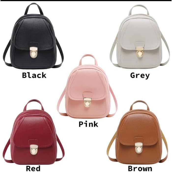 ABS Tas Kulit Ransel Wanita Miniso Backpack Kuliah Korea Simple /Tas Ransel Wanita mini Backpack