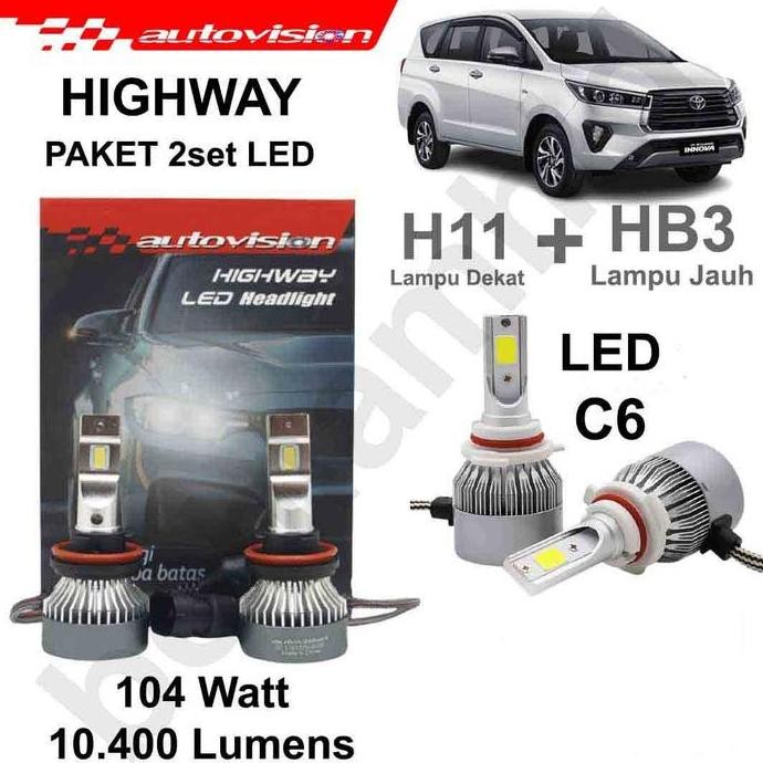 Paket LED INNOVA REBORN Autovision Hiay Lampu Dekat H11+Jauh HB3