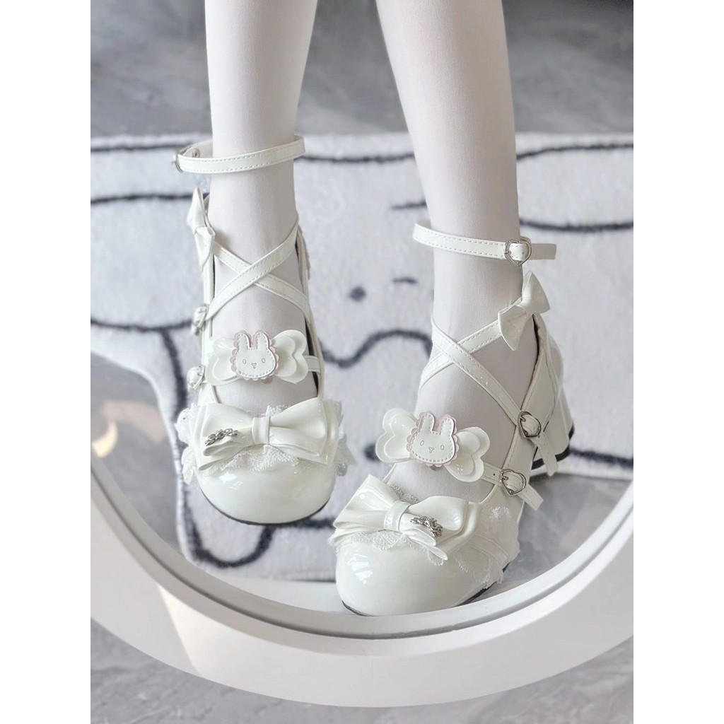 New lolita Shoes Bowknot Cute Lolita Lace High Heels