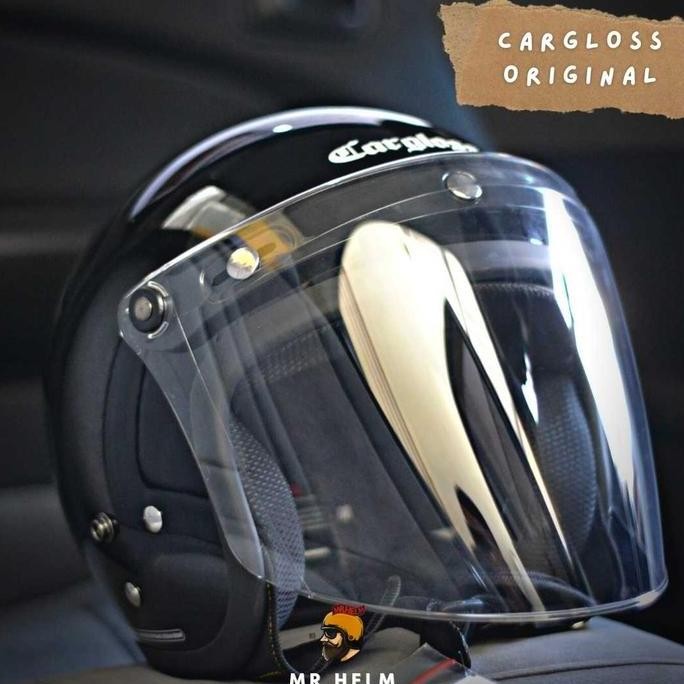 Helm Cargloss Retro Original + Visor Snail Flat Clear Premium Quality Harga Khusus