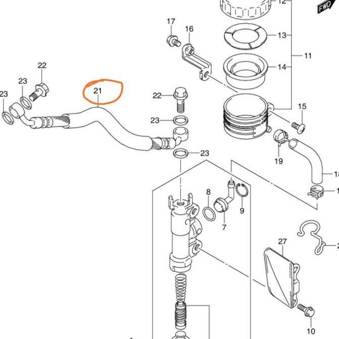 Selang Master Rem Belakang Satria Fu ori sgp
