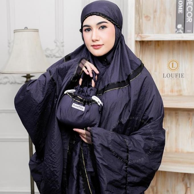 new  LOUFIE - Mukena Dewasa Parasut Pita Tali Kepang Polos Jumbo