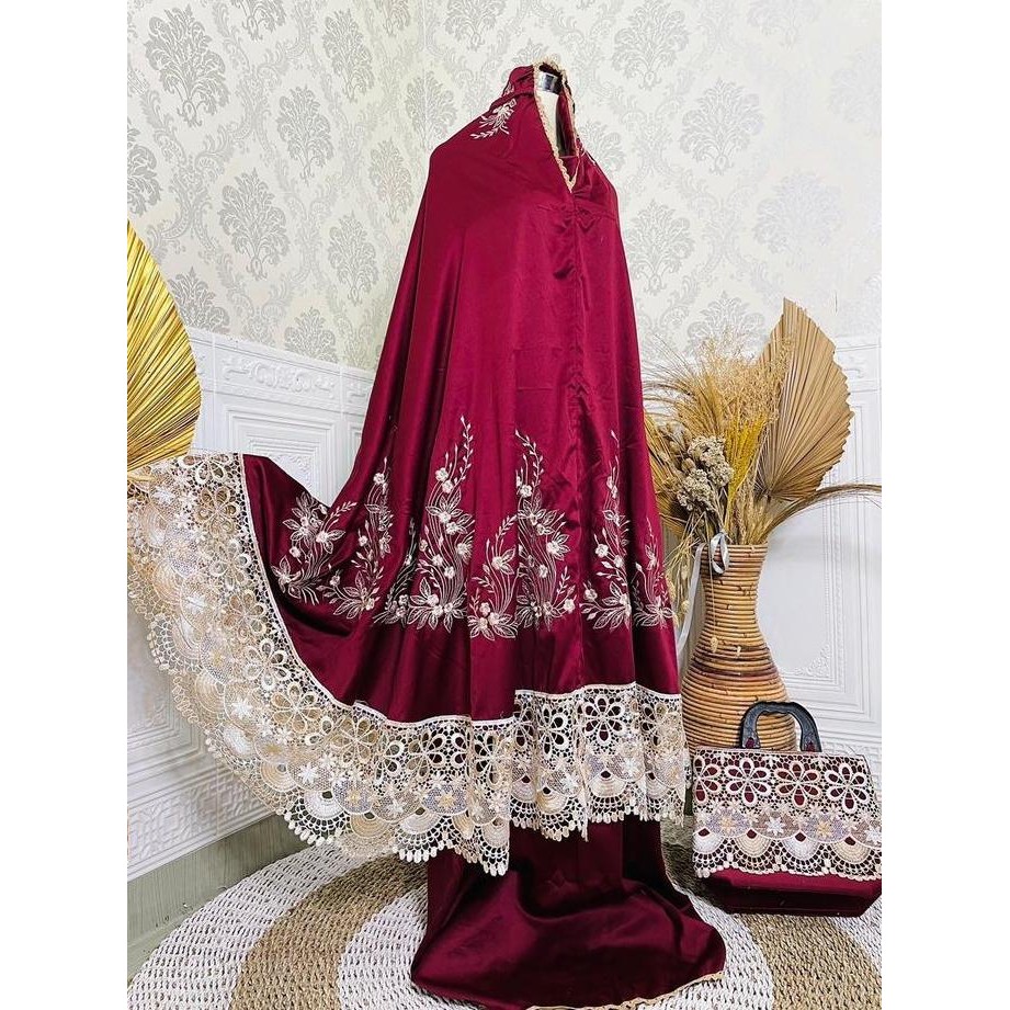 new  Mukena Dewasa Mewah Bordir Premium Alesya Muslim Mukenah Cantik