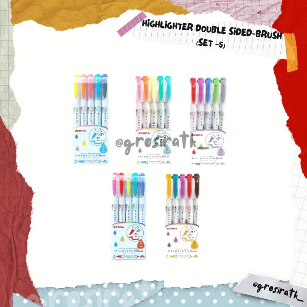 

Mildliner Zebra Brush ( Set-5 ) Highlighter Double Sided - Brush / Extra Fine DiM