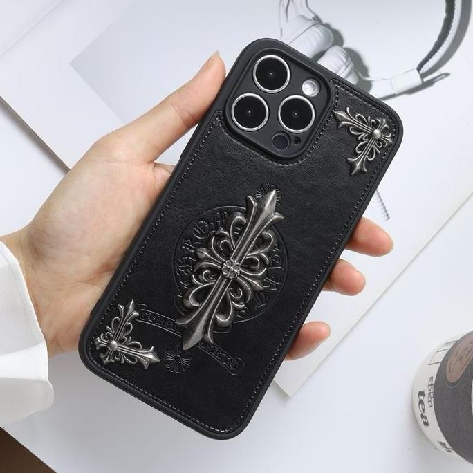 Case iPhone Luxury Leather Chrome Hearts Fashion Sofase Casing Iphone 11 / 12 / 13 / 14 / 15 / PRO /