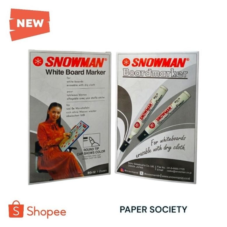 

[ Lusin ] Spidol Snowman Whiteboard / Whiteboard Marker Snowman BG-12 / BG12 DiM