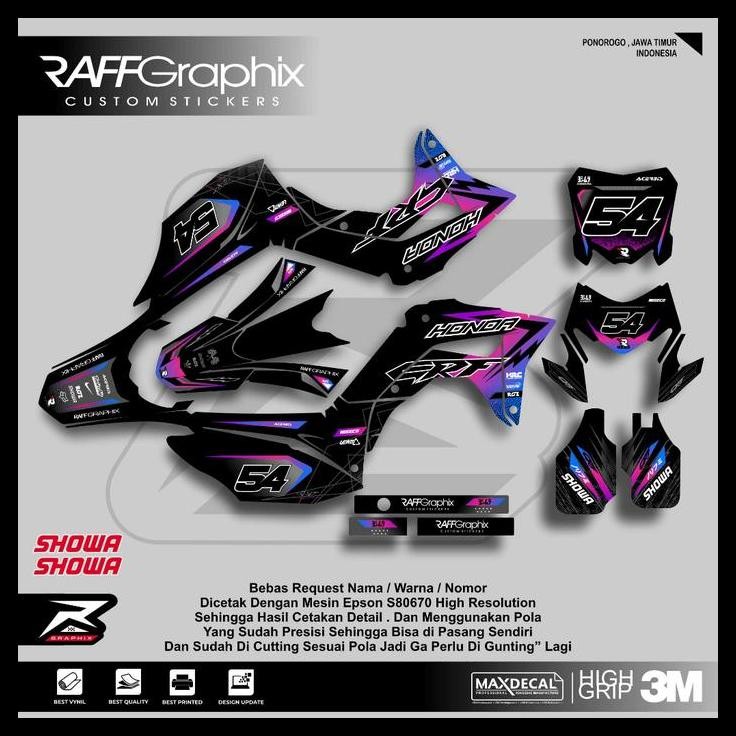 TERMURAH (PREMIUM) DECAL CRF 150 SUPERMOTO HITAM PINK UNGU FULL BODY