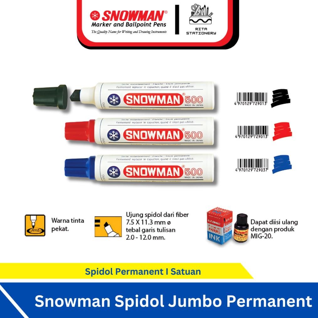 

Spidol Jumbo 500 Snowman Permanent Marker Tidak Bisa Dihapus Papan Tulis J - 500 SerbagunaI Hitam Merah Biru - Satuan DiM