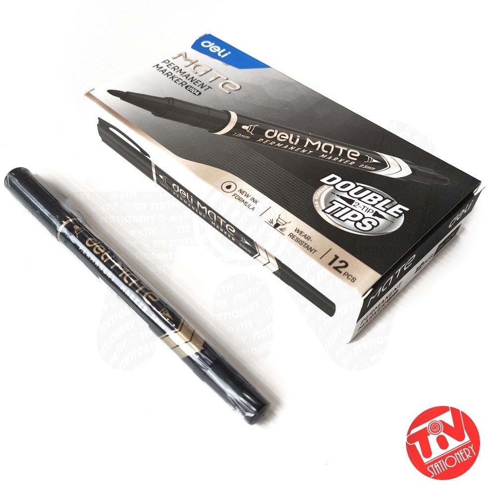 

Permanent Marker 2in1 Deli MATE Black 0.5 & 1.0 mm (1 pack = 12 pcs) DiM