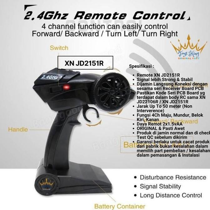 Remote 2.4Gh Receiver XN JD22106R JD2151R PCB RC Car Board Modul Part murah