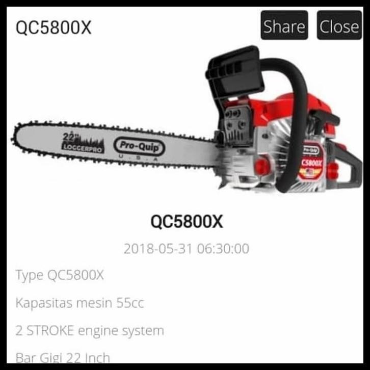 TERBARU MESIN CHAINSAW PROQUIP 5800 PROQUIP QC5800X CHAINSAW PROQUIP 22 INCH 