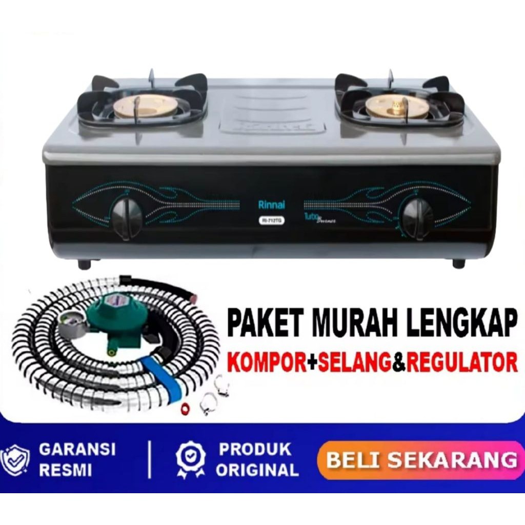 Kompor gas Rinnai 2 tungku Paket selang regulator RI-712 Jumbo - BAYAR DI TEMPAT RII1