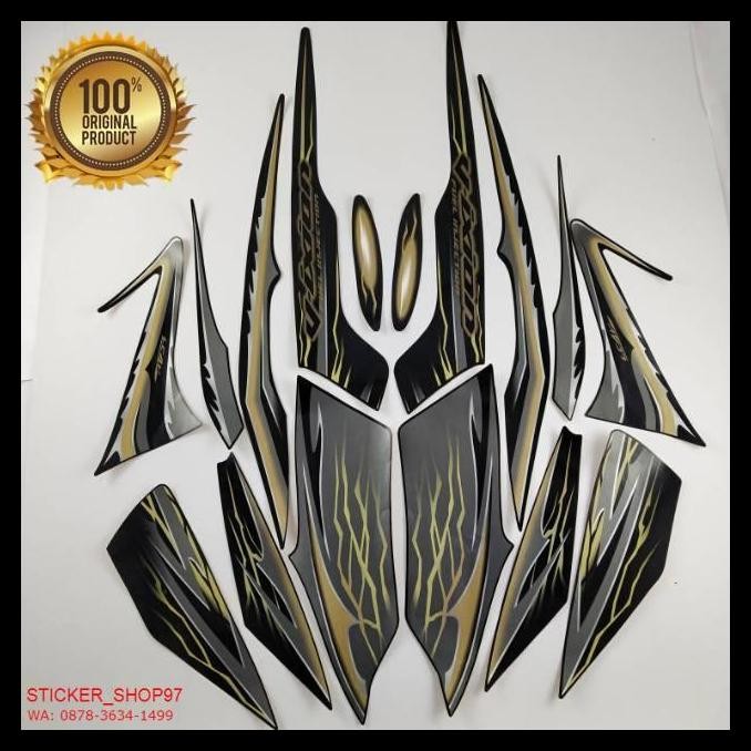 TERBARU (ORI) STRIPING YAMAHA VIXION 2010 OLD HITAM GOLD KUALITAS ORIGINAL 