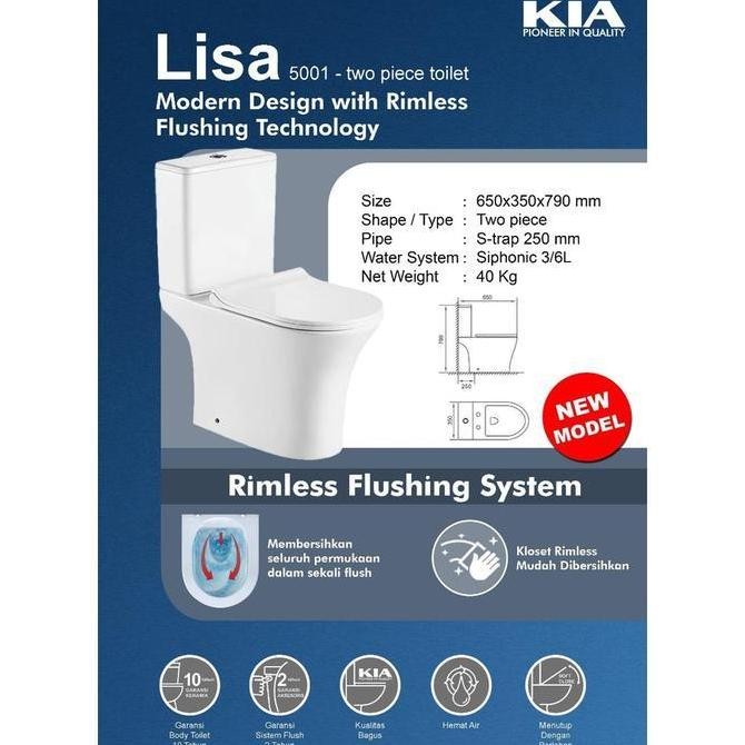 Kloset Duduk Kia Lisa 5001 / Monoblock / Toilet Duduk Kia Lisa
