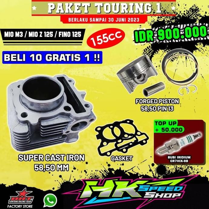 CYLINDER BLOK BRT BORING PLUS PISTON 58.5mm MIO M3 MIO Z125 FINO 125