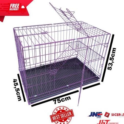 KANDANG BESI LIPAT TEBAL SEDANG UKURAN 75X55X45 KUCING ANJING KELINCI