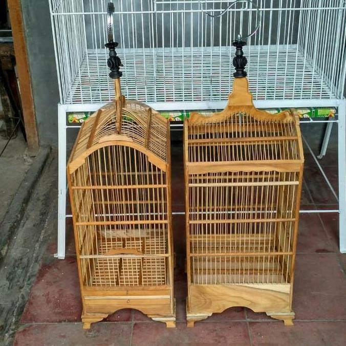 Kandang burung kotak kecil mentahan kayu jati P26 cm xL 23 cm ful set