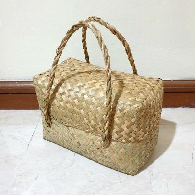 

new !!! Tas Purun Kotak Tutup, Tas Besek Purun, Tas Besek Anyaman, Tas Hampers Kue, Tas Parcel Goodie Bag