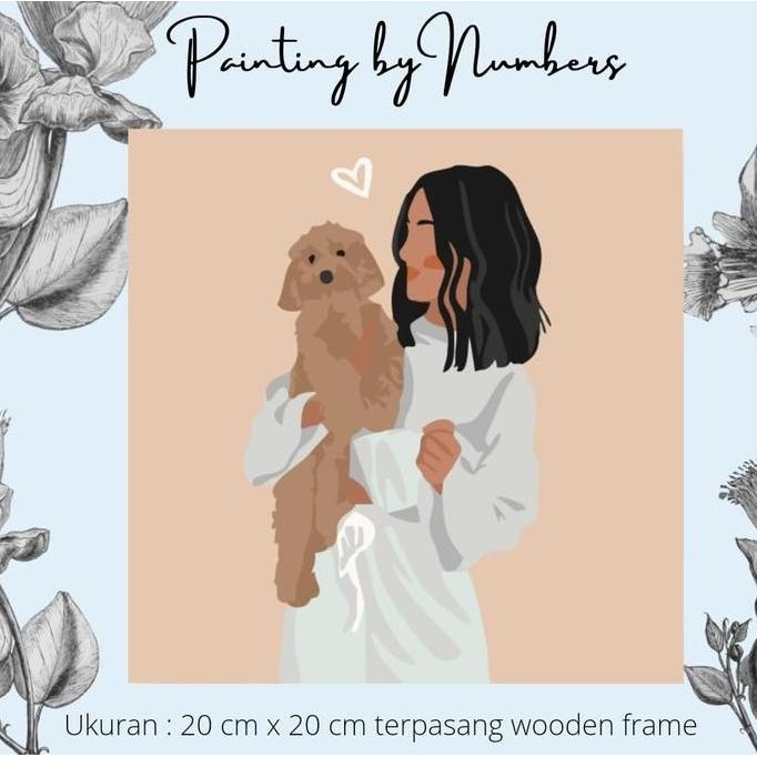 

Diy Painting By Number 20X20Cm Kerajinan Tangan - Woman And Dog
