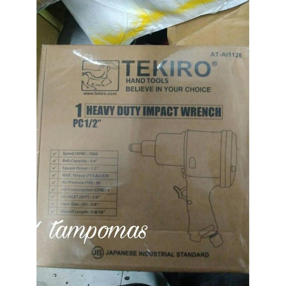 Impact Wrench Alat Pembuka Baut Tekiro 1/2" Heavy Duty Impact Wrench