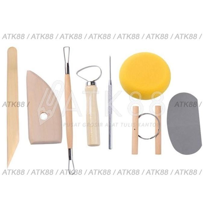

V-Tec Alat Clay Tool Set + Spon E005-8B (Isi 8Pcs)