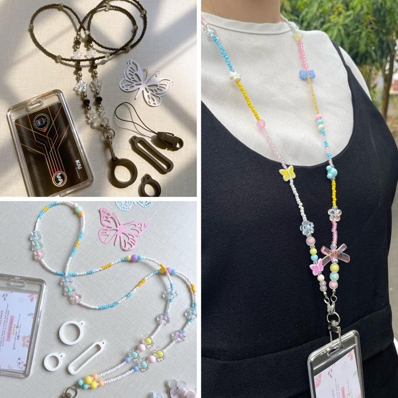 Kalung Id Card Manik | Lanyard Bead Name Tag | Gantungan Kartu Nama premium | Strap Pods | Tali Vape