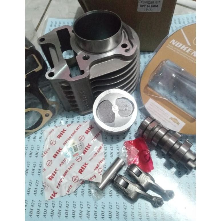 PAKET BORE UP 130 CC BLOK SEHER 54,5 MM/BORING BLOCK SEHER SET PISTON 54,5MM+PLATUK KLEP RRA+NOKEN A