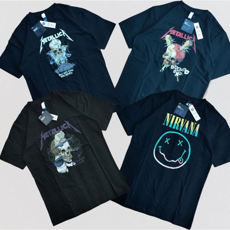 Promo Kaos H&M Original X Collaboration Band Original Mirror Kaos Oversize Pria Wanita Kaos Hnm