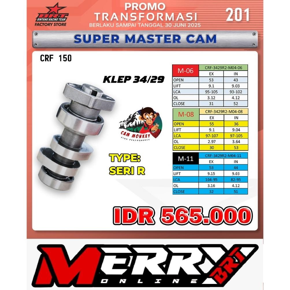 Promo 201 Master Cam BRT M06 M Noken as Monkey CRF 150 Verza Mega Pro New Klep 34 29